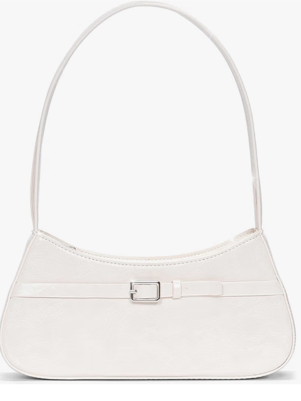 Classic White Shoulder Bag with Buckle Detail